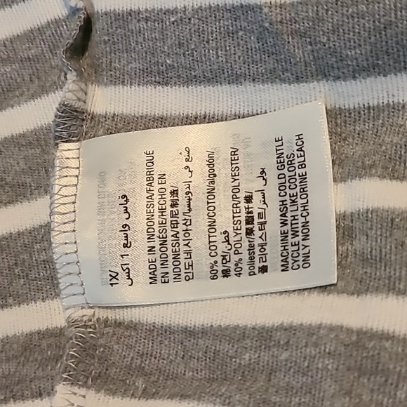 Karen Scott Amanda Striped Top Yellow / Gray / White Plus Sz 1X - Picture 5 of 5